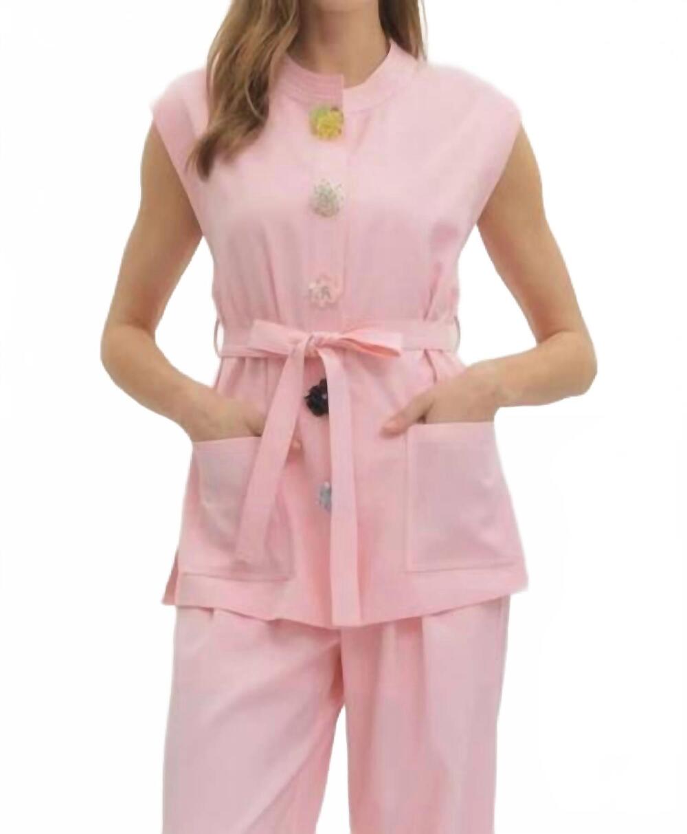 NEW ENTRO kara sleeveless jacket in pink